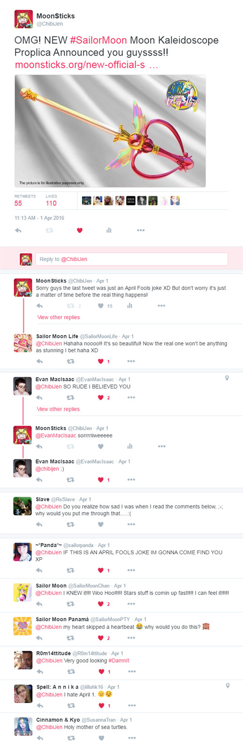Sailor Moon Moon Kaleidoscope-Proplica April Fools Twitter